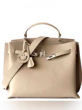 Genuine leather top handle satchel